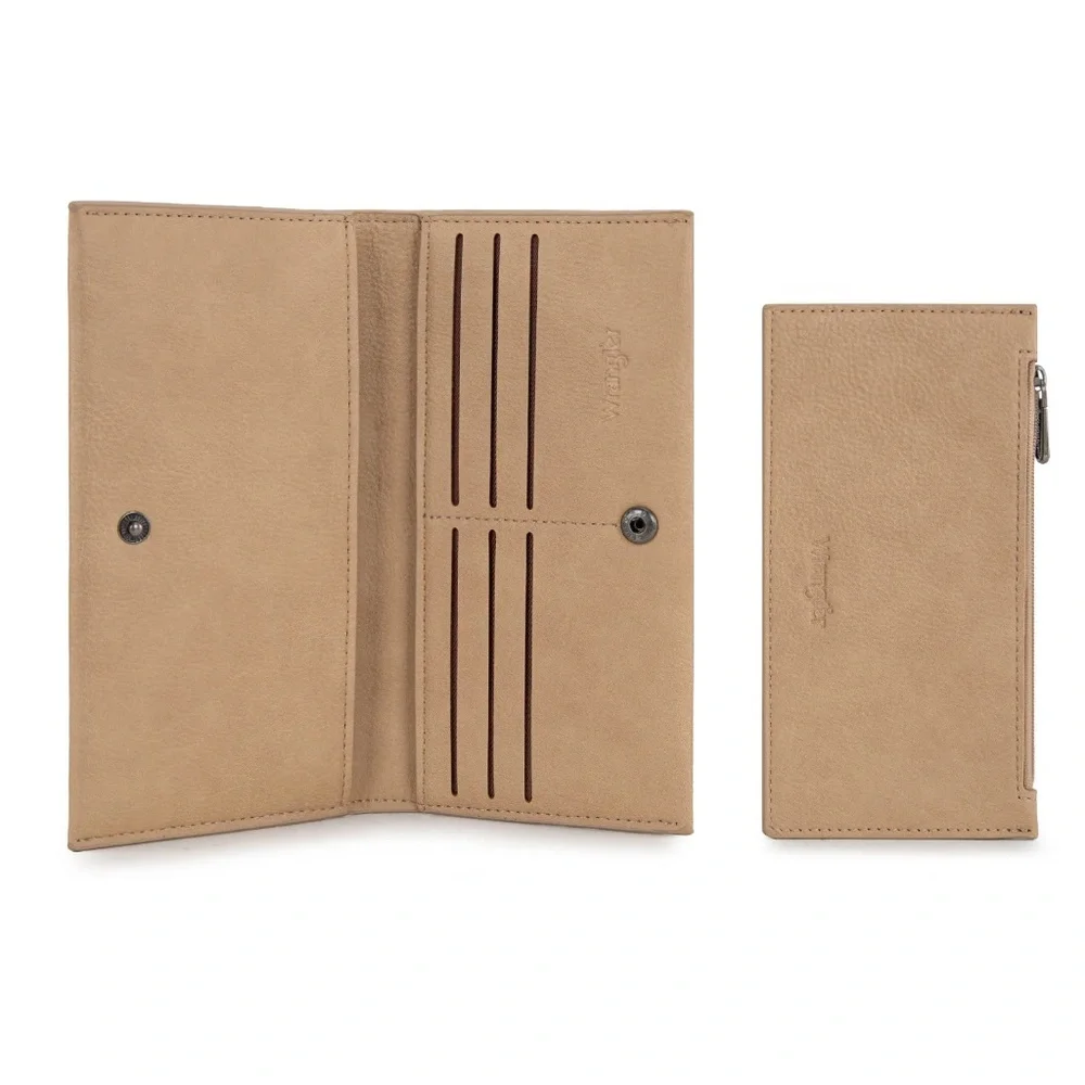 Wrangler Long Wallet with Detachable Zipper Pocket Tan